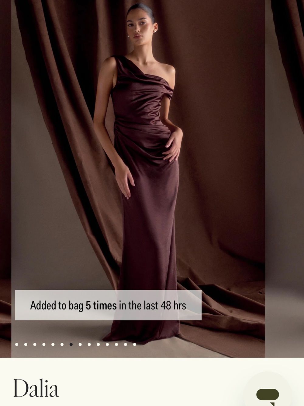 Meshki Dalia One-Shoulder Chocolate Brown Gown
